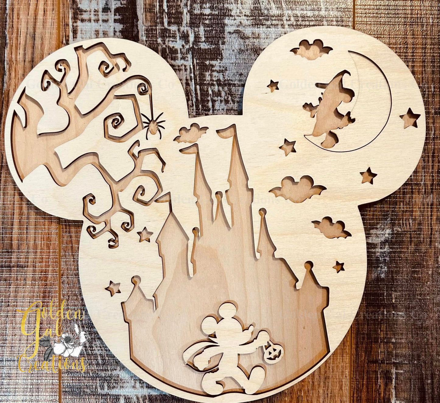 DIY Mickey Castle Halloween Sign 10"
