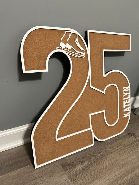 Sports Number Cork Pinboard Sign - Team Award Display