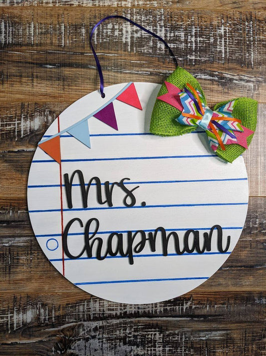 Teacher Door Hanger- Letter Door Hanger- Paper Door Hanger- Custom School Door Hanger