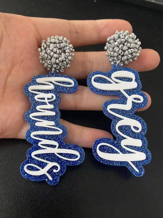 Royal Blue and Silver Greyhound Earrings