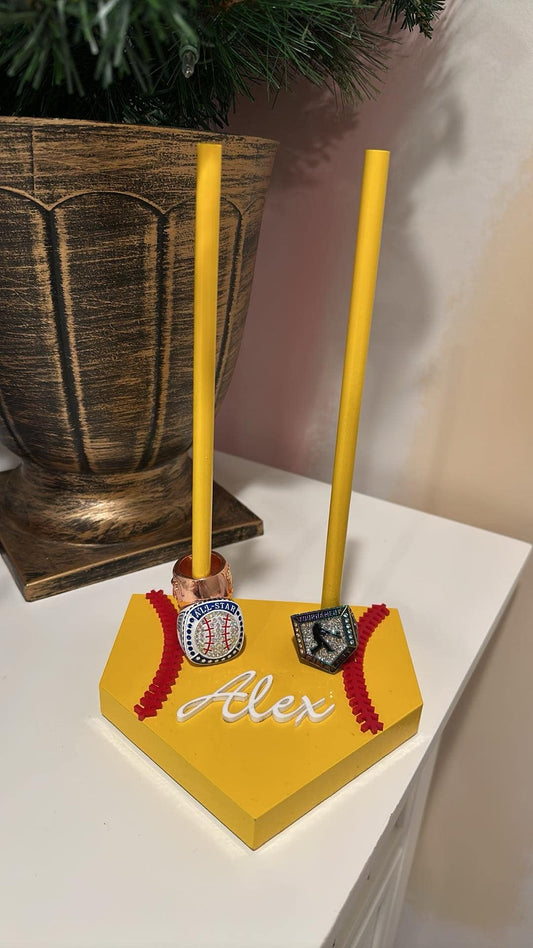 Softball and Baseball Homeplate Ring Holder Championship Ring Holder Personalized Ring Holder Stacked Sports Ring Display Team Gift Softball Rings