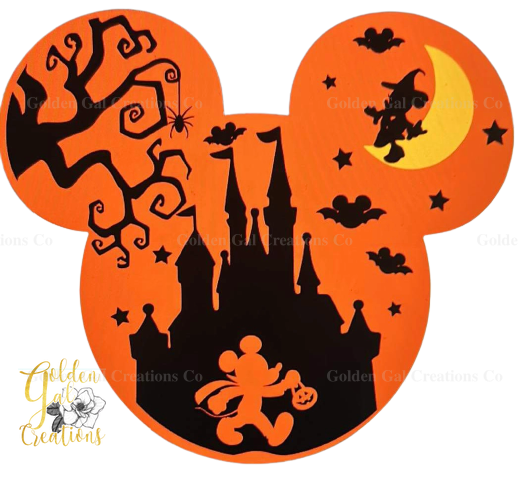 DIY Mickey Castle Halloween Sign 10"
