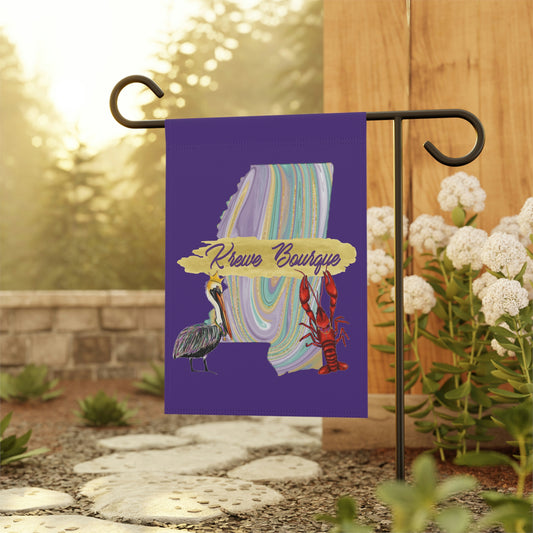 Personalized Family Name Mardi Gras Garden Flag Krewe Name