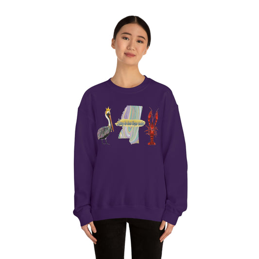 Mardi Gras Sweatshirt Mississippi Crawfish Pelican Unisex Heavy Blend™ Crewneck Sweatshirt