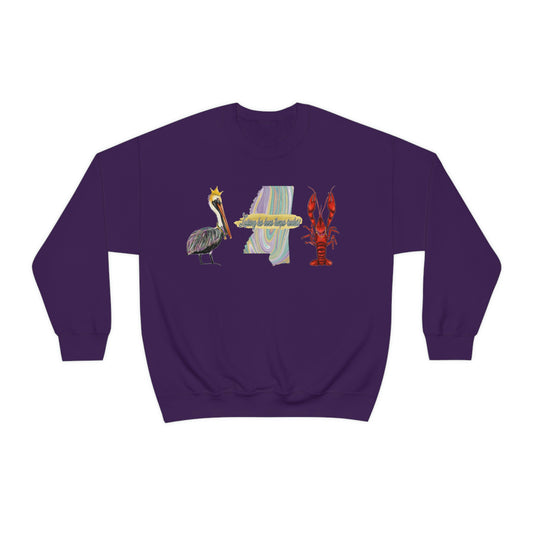 Mardi Gras Sweatshirt Mississippi Crawfish Pelican Unisex Heavy Blend™ Crewneck Sweatshirt