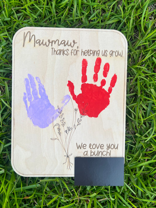 Flower Handprint or Fingerprint Art, DIY Hand Print, Mother's Day Sign with Kids Names, Handprint Art for Grandma, Handprint Art for Teacher Personalized Handprint Sign