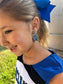 Royal Blue and Silver Paw Print Earrings