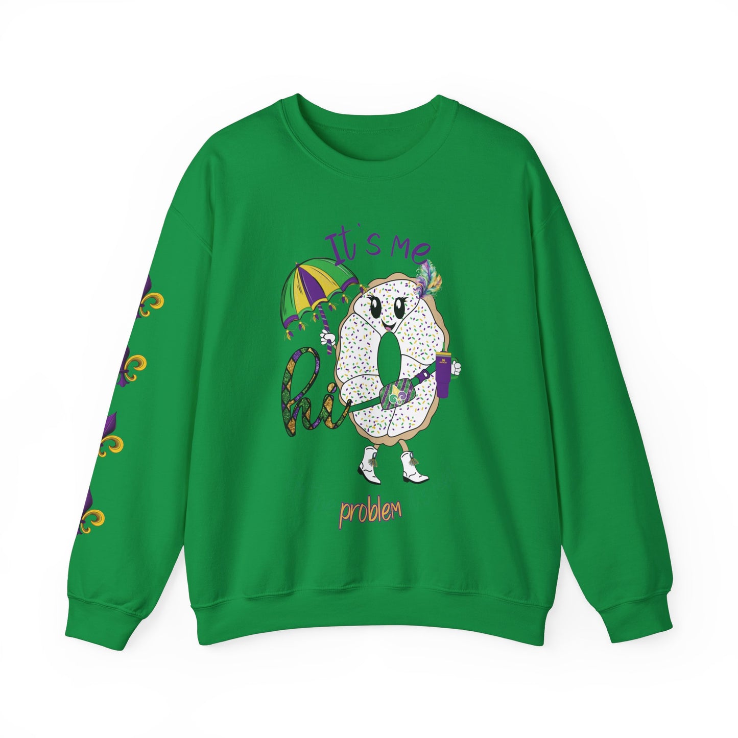 Mardi Gras King Cake Cartoon Sweatshirt - Festive Mardi Gras Sweatshirt for Swifties - King Cake I‘m the Problem Glitter Mardi Gras Sweatshirt