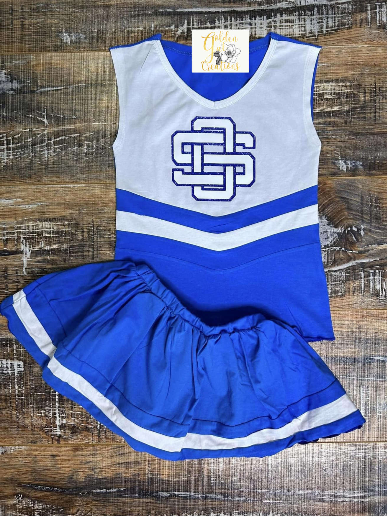 blue cheer dress Blue & White Cheerleader Ladies Fancy Dress Sports Uniform Adults Costume Outfit
