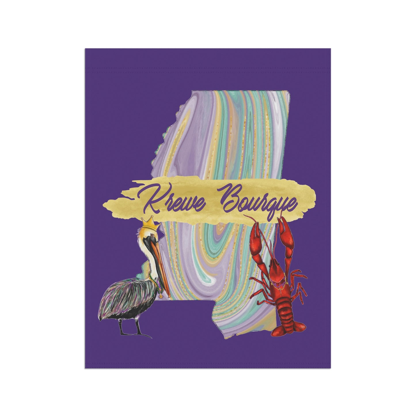 Personalized Family Name Mardi Gras Garden Flag Krewe Name