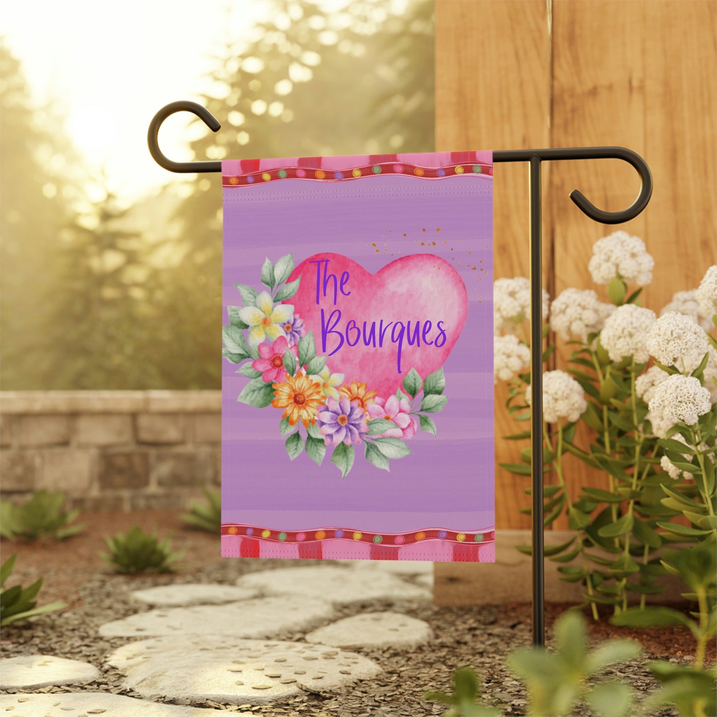 Personalized Family Name Valentine's Day Garden Flag