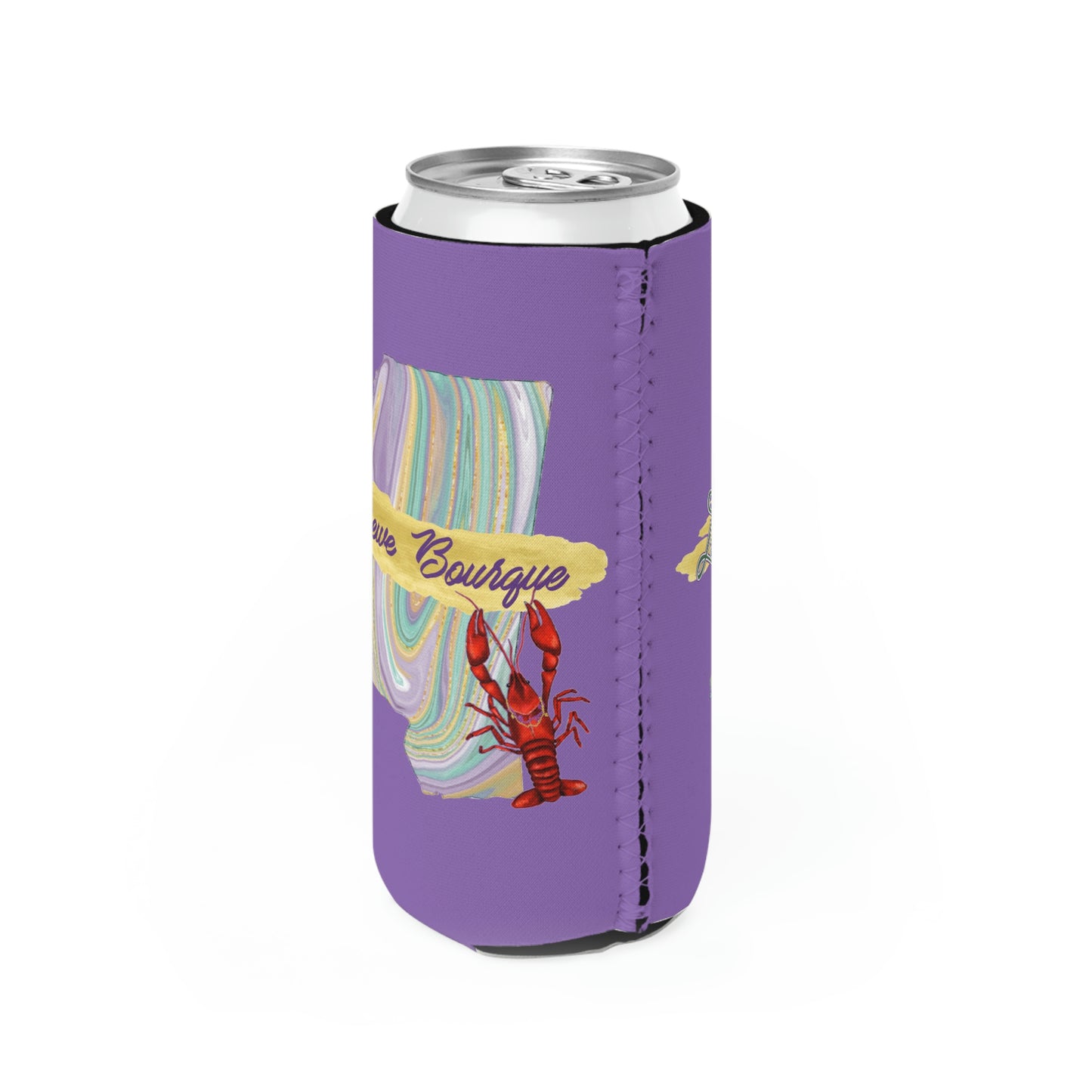 Personalized Mississippi Mardi Gras Krewe slim can koozie cooler