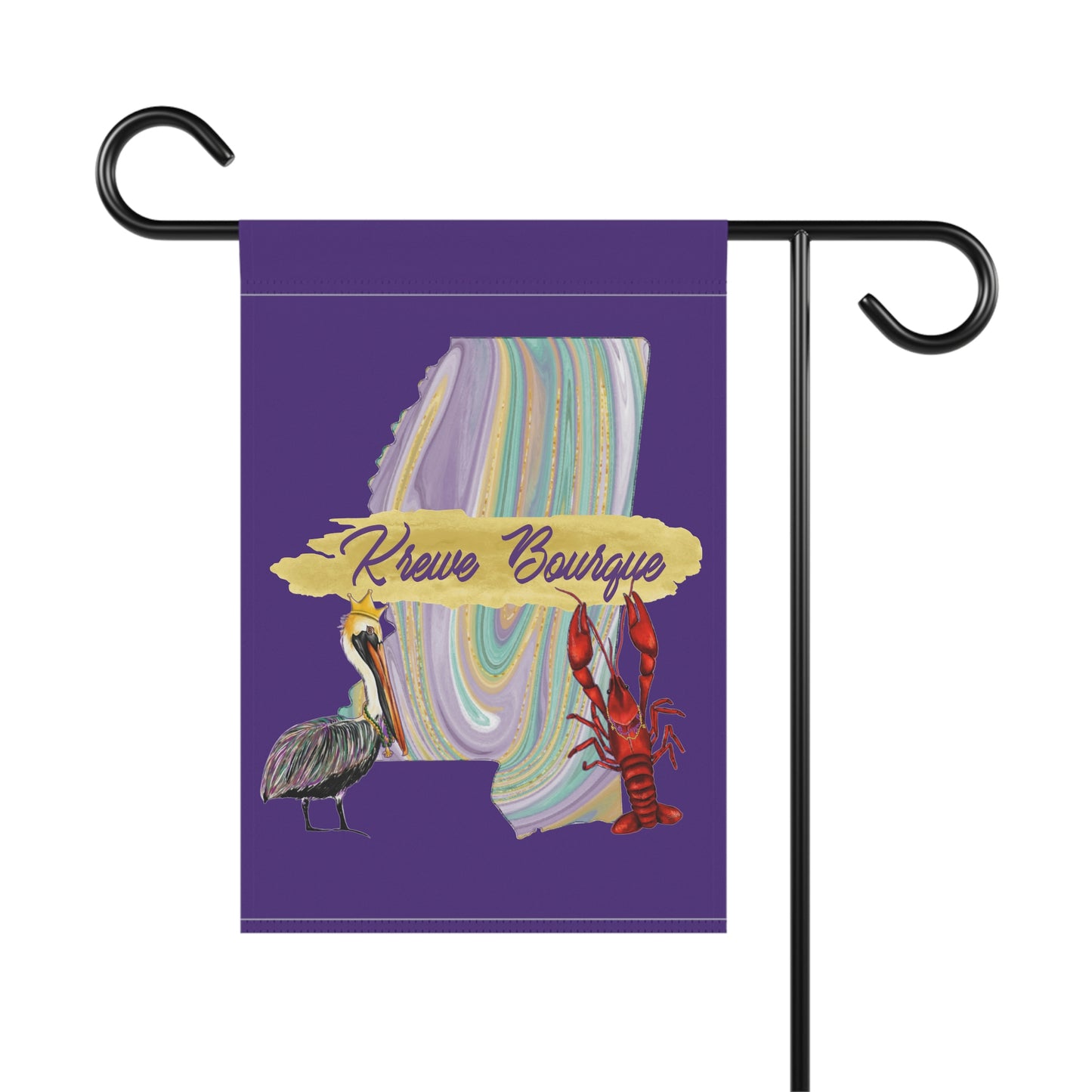 Personalized Family Name Mardi Gras Garden Flag Krewe Name