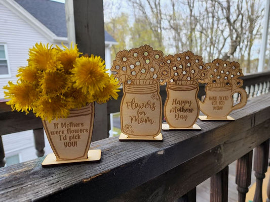 Wild Flower Vases, flowers for mom vase mason jar mothers day flower holder wooden standup cutout