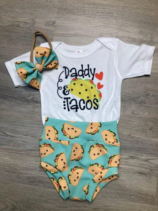 6/12m taco  bummie set with bow