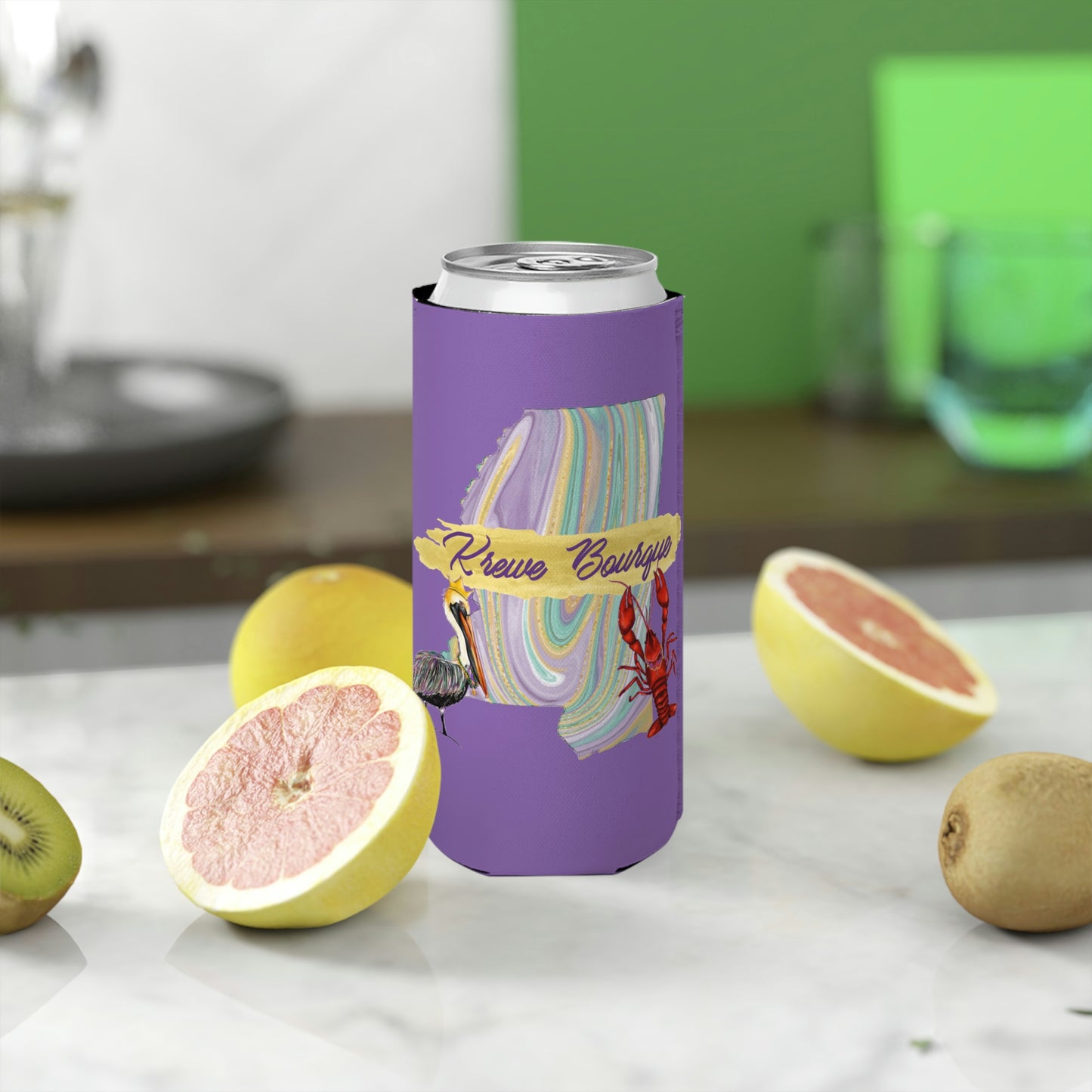 Personalized Mississippi Mardi Gras Krewe slim can koozie cooler