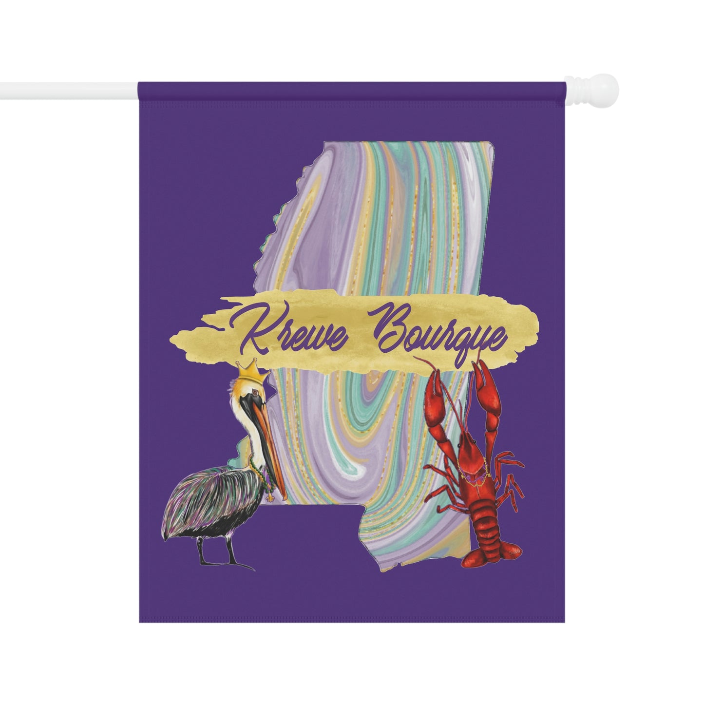 Personalized Family Name Mardi Gras Garden Flag Krewe Name