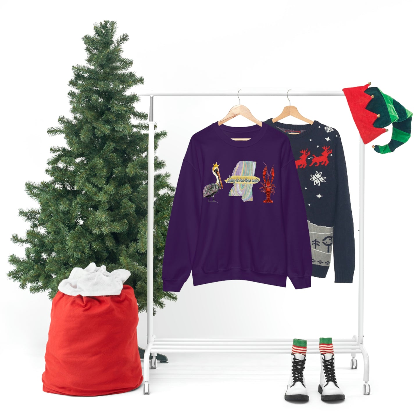 Mardi Gras Sweatshirt Mississippi Crawfish Pelican Unisex Heavy Blend™ Crewneck Sweatshirt