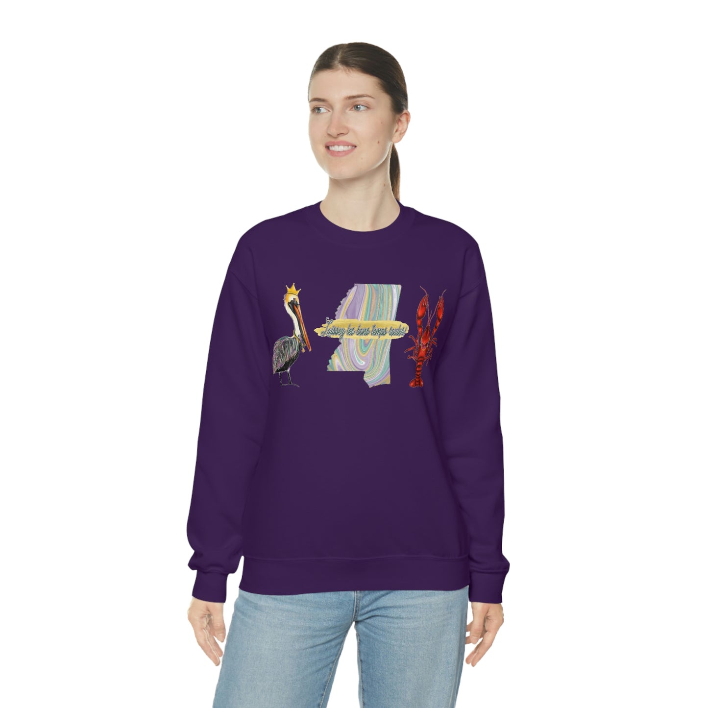 Mardi Gras Sweatshirt Mississippi Crawfish Pelican Unisex Heavy Blend™ Crewneck Sweatshirt