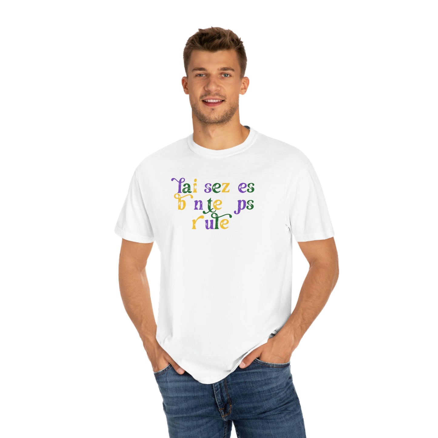 Laissez Les Bon Temp Rouler Mardi Gras Comfort Color Unisex Garment-Dyed T-shirt