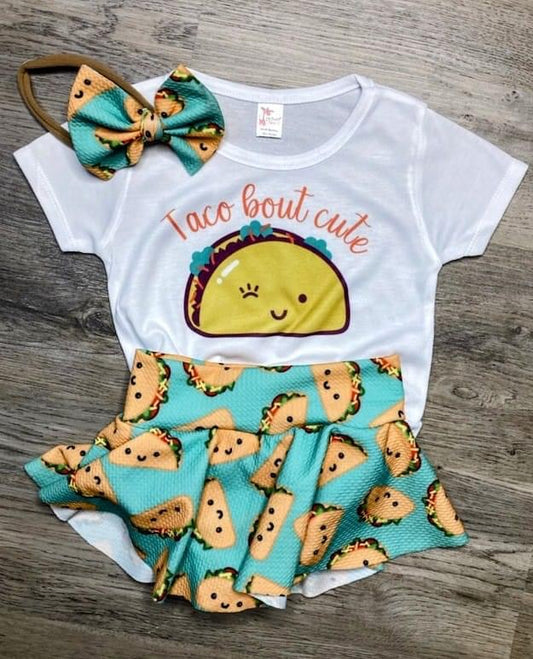 2/3t skirted taco  bummie set with bow