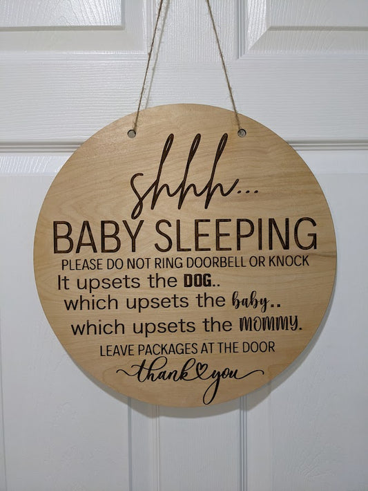 Shhh baby is sleeping Door Hanger // Sleeping Baby Sign // Shhh Baby Sleeping Sign // Do Not Ring Doorbell Sign // Barking Dog Sign