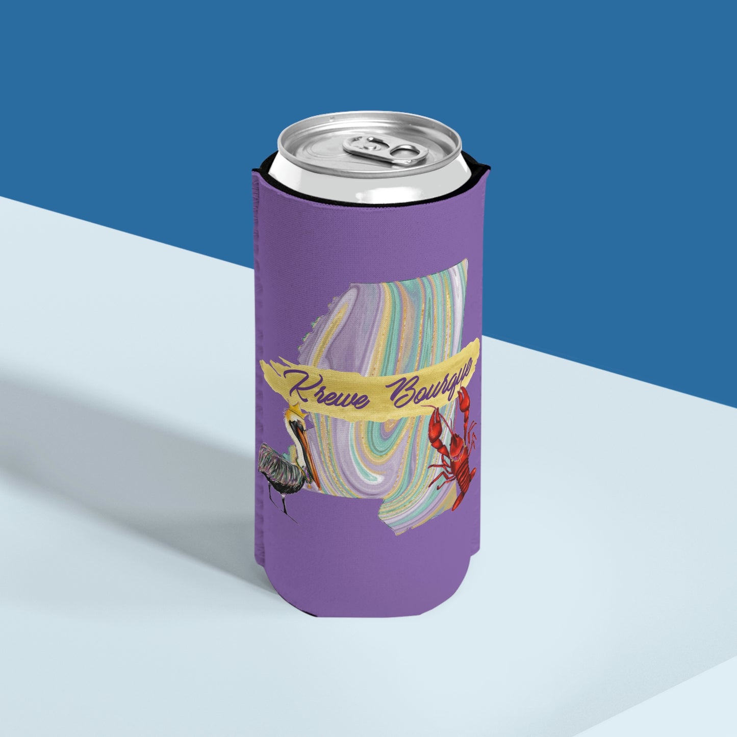 Personalized Mississippi Mardi Gras Krewe slim can koozie cooler