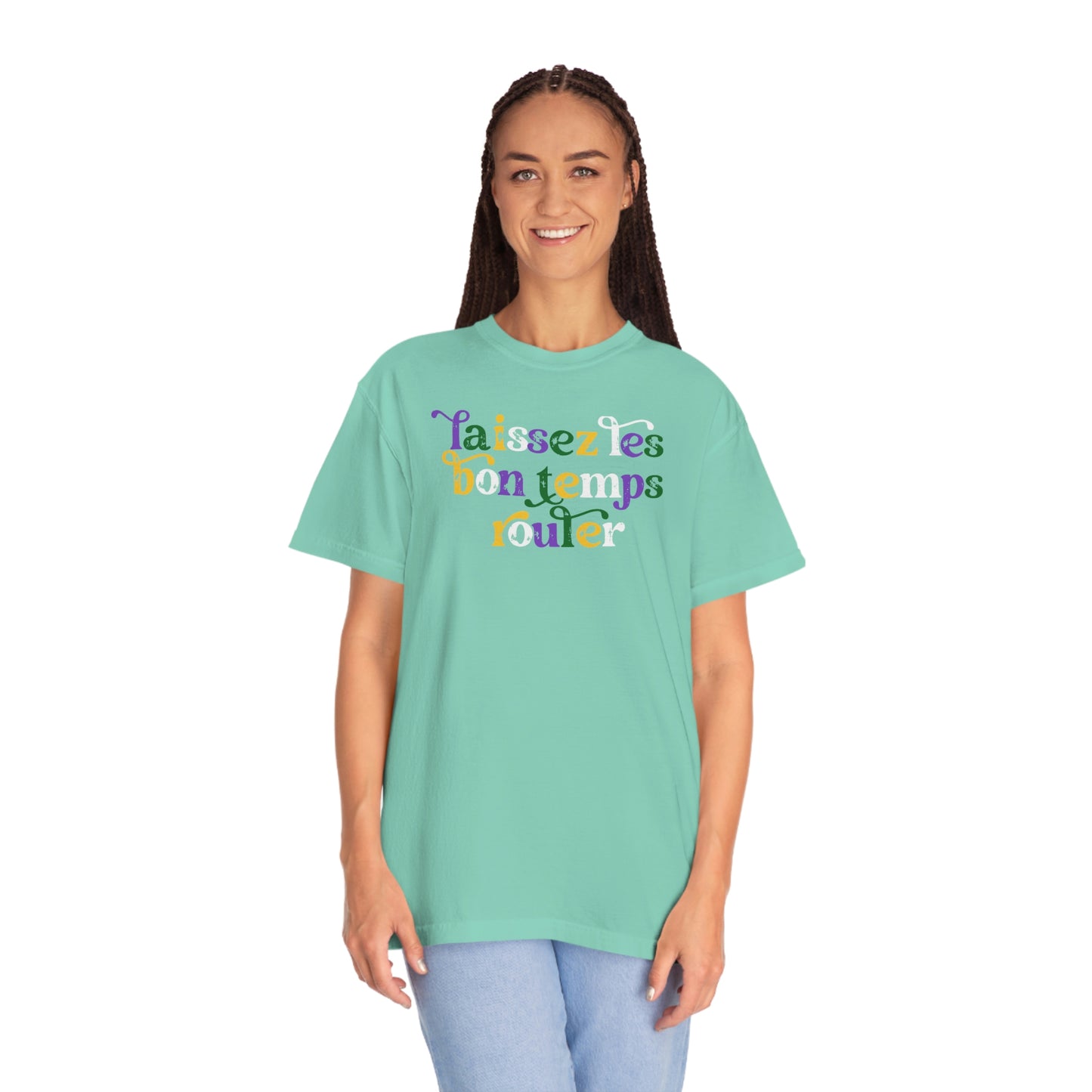 Laissez Les Bon Temp Rouler Mardi Gras Comfort Color Unisex Garment-Dyed T-shirt