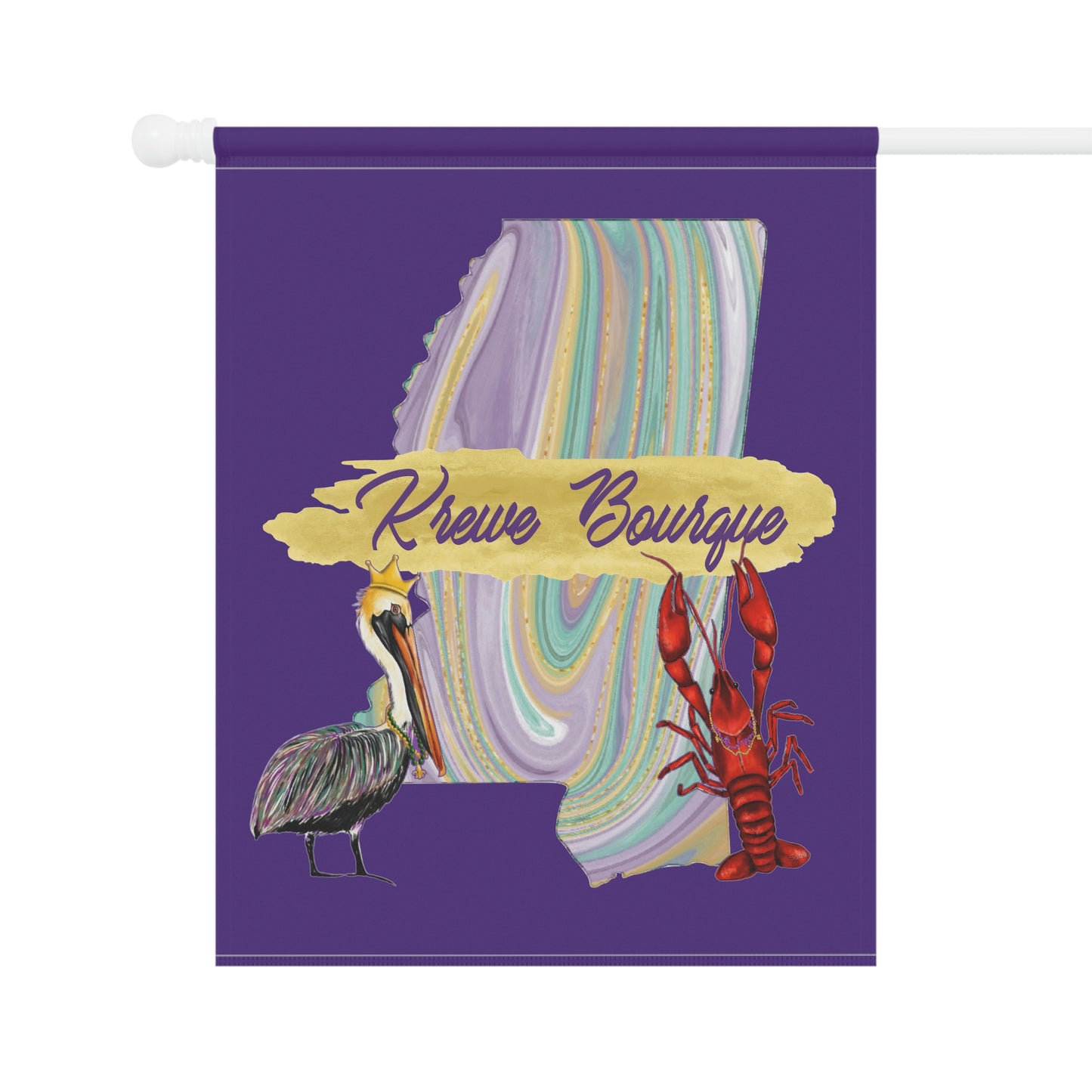 Personalized Family Name Mardi Gras Garden Flag Krewe Name