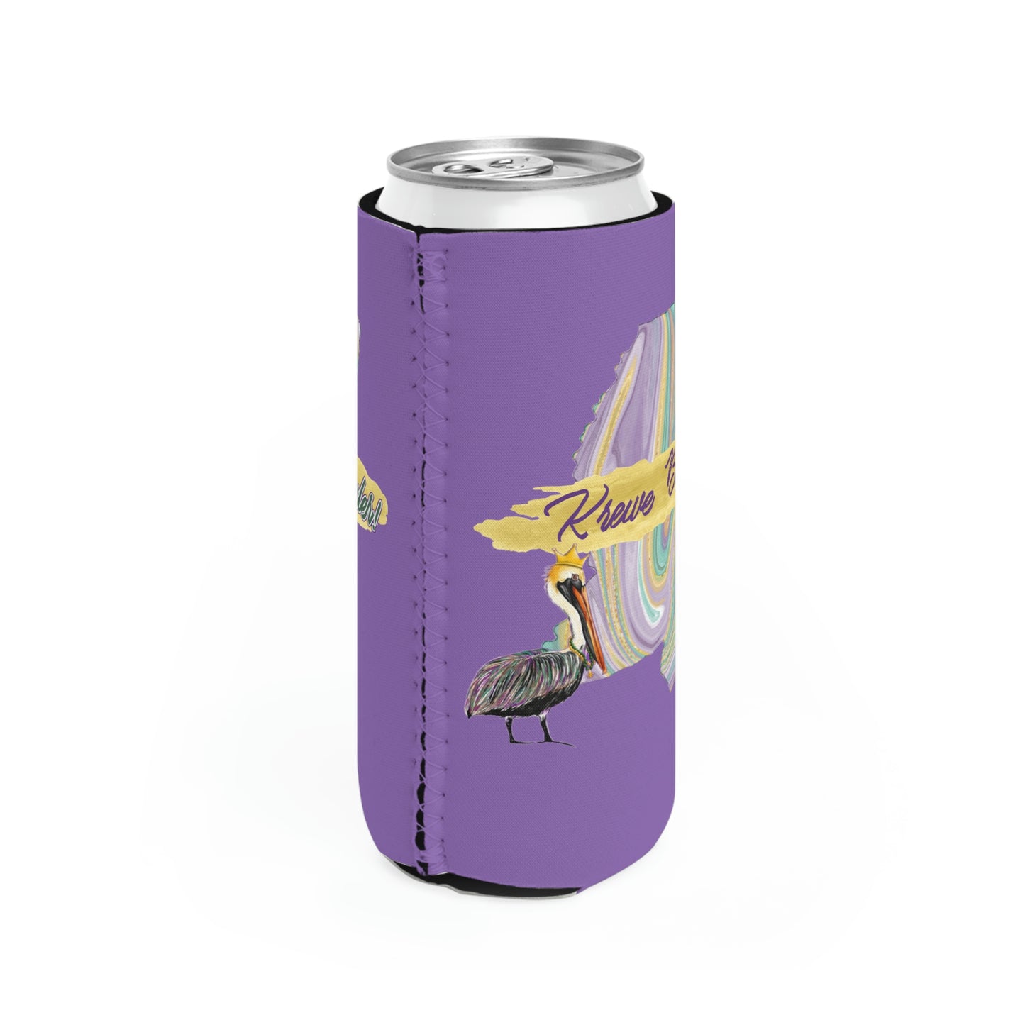 Personalized Mississippi Mardi Gras Krewe slim can koozie cooler